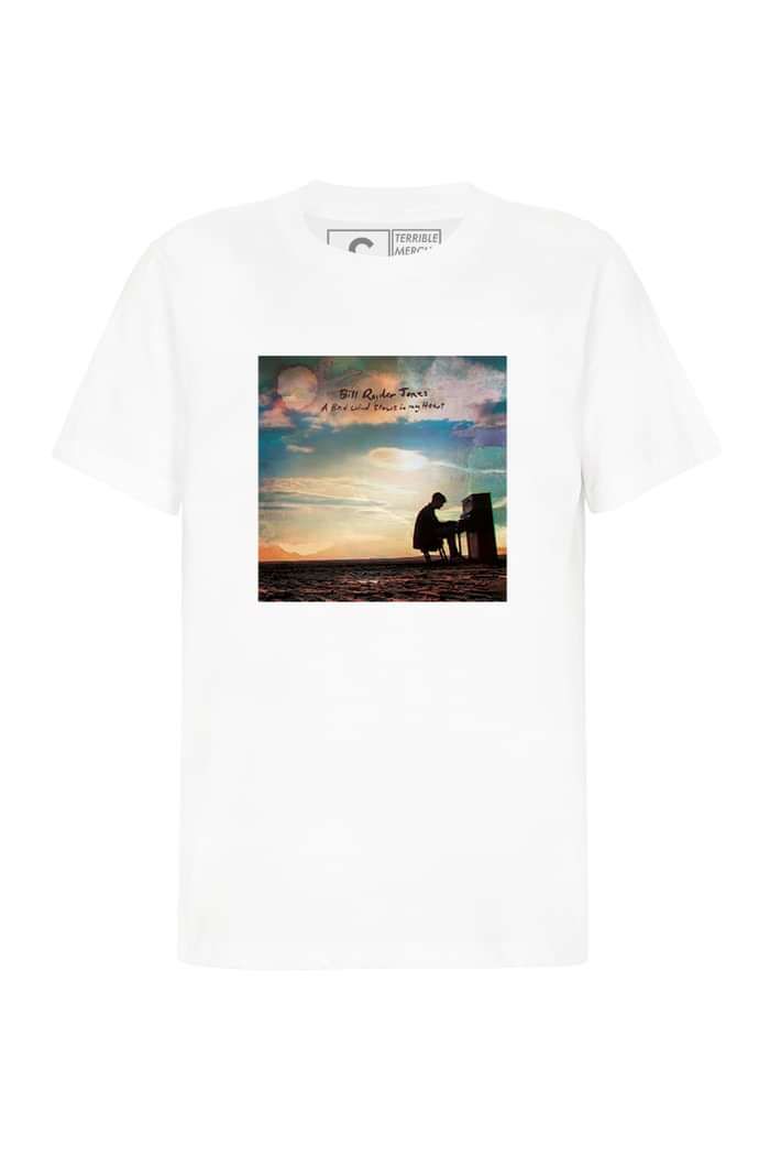 T-shirt - White Bad Wind (Square on Front) - Bill Ryder-Jones