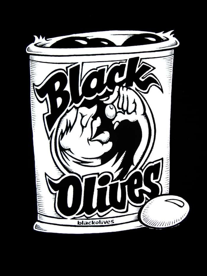 BLACK OLIVES T-Shirt Unisex Short Sleeve Black (Girl & Olive on Can) - Black Olives