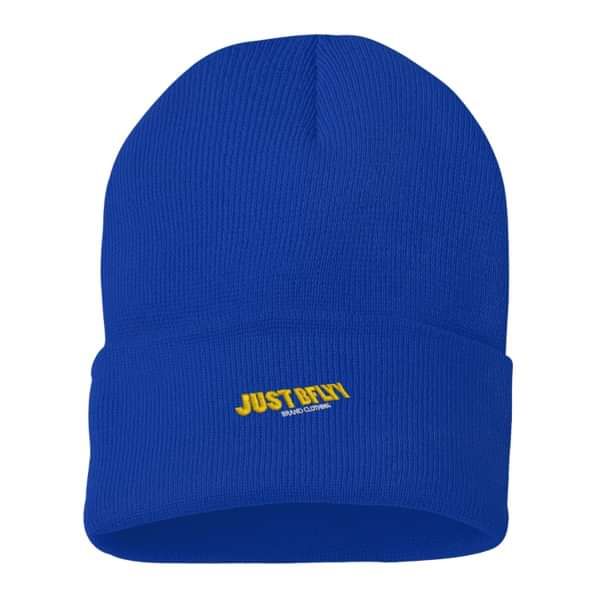"JUSTBFLYY" Embroidered Sportsman 12 Inch Solid Knit Beanie - Blow_flyy