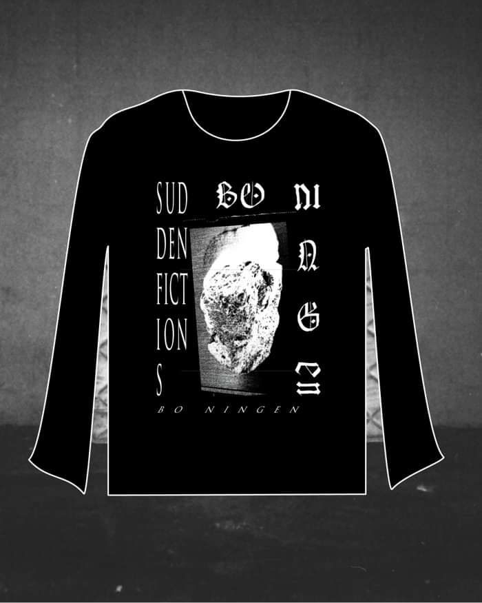 Limited 'Sudden Fictions' Long Sleeve Tour T-shirt. Black T-shirt with White print - Bo Ningen