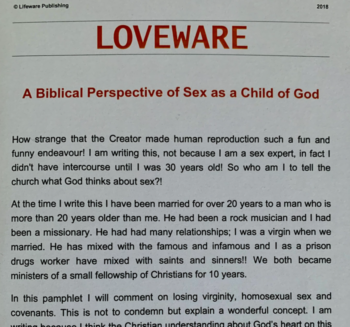 Loveware Booklet - A Biblical view of Sex as a Child of God - Dave Scott-Morgan