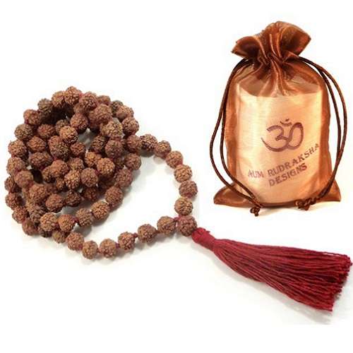 Aum Rudraksha Mala - 108 beads - 8mm - Deva Premal & Miten USD