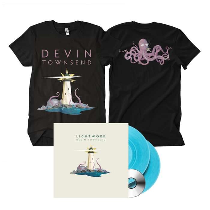 Devin Townsend - 'Lightwork' *EXCLUSIVE* Light Blue 2LP+CD & T-Shirt Bundle with FREE Signed Card - Devin Townsend