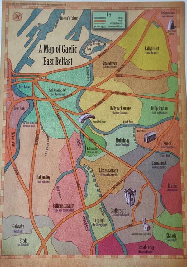 Map of Gaelic East Belfast on heavy paper - Turas