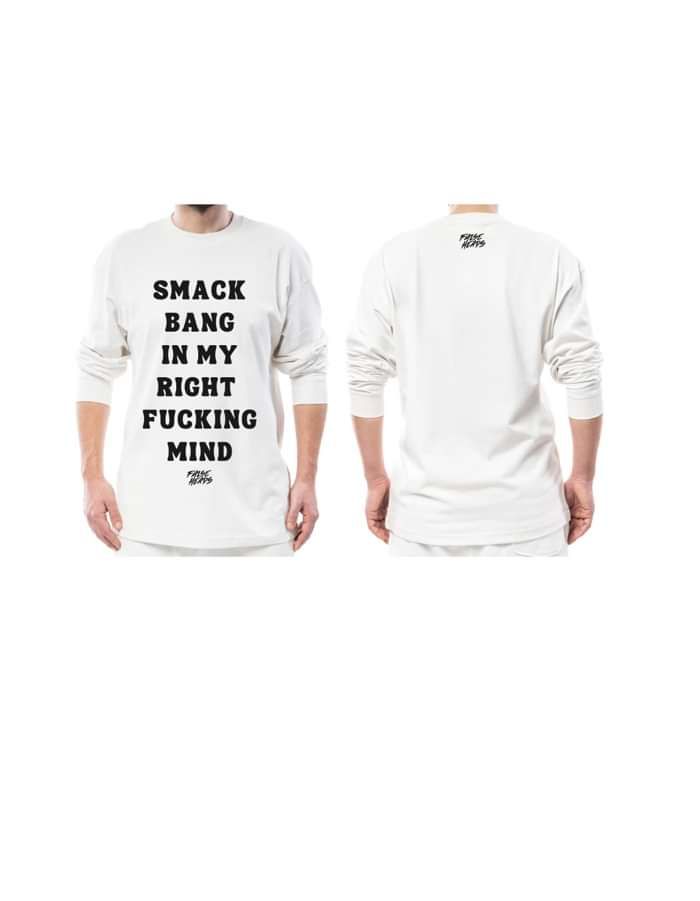 'SMACK BANG' Long Sleeve White Tee - False Heads