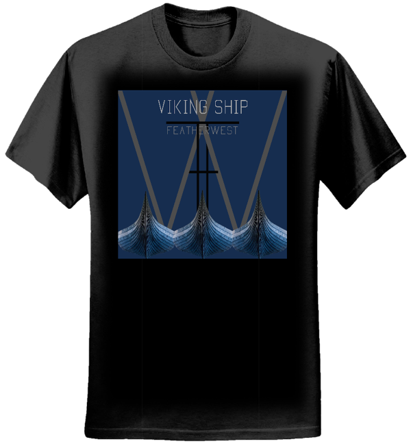 Mens Black (Featherwest ,Viking Ship) T-Shirt - FEATHERWEST