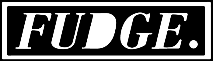 Fudge. Logo Sticker Black & White - Fudge.