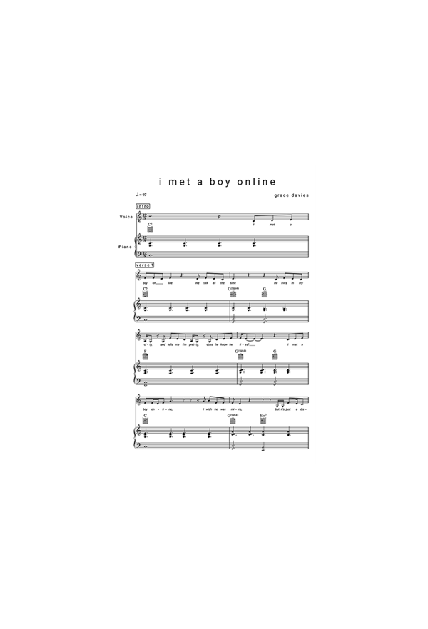 i met a boy online sheet music - Grace Davies