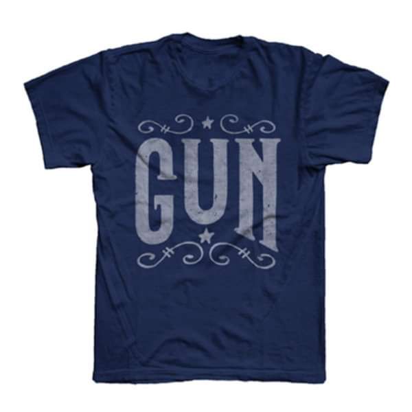Ladies Navy Ornate T-Shirt - Gun