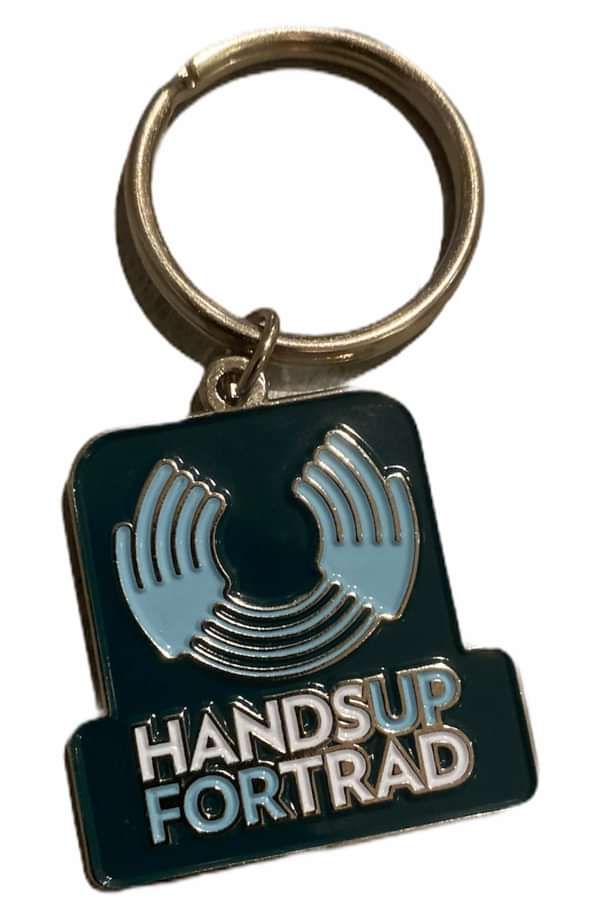 Metallic Hands Up for Trad Keyring - Hands Up for Trad