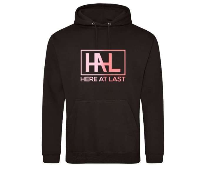 Black HAL Logo Pink Ombre Relaxed Fit Hoodie - Here At Last