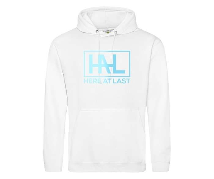White HAL Logo Blue Ombre Relaxed Fit Hoodie - Here At Last