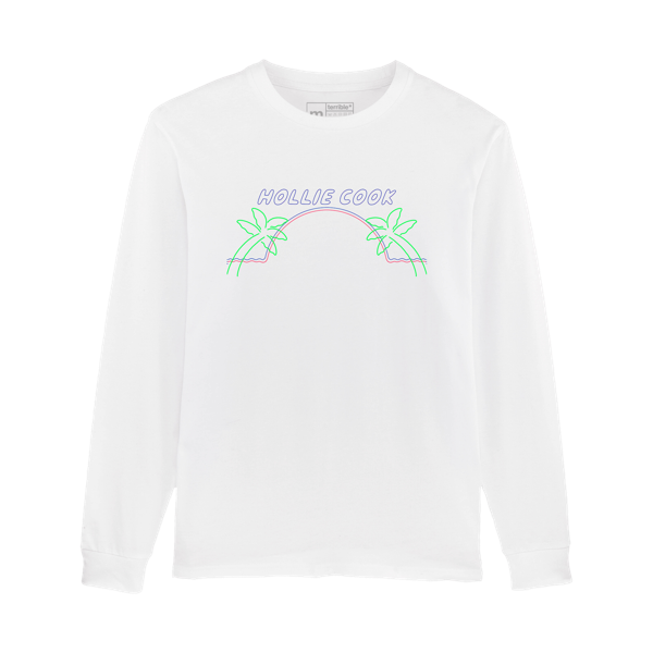 Happy Hour - Palm Tree Long Sleeve T-Shirt - White - Hollie Cook