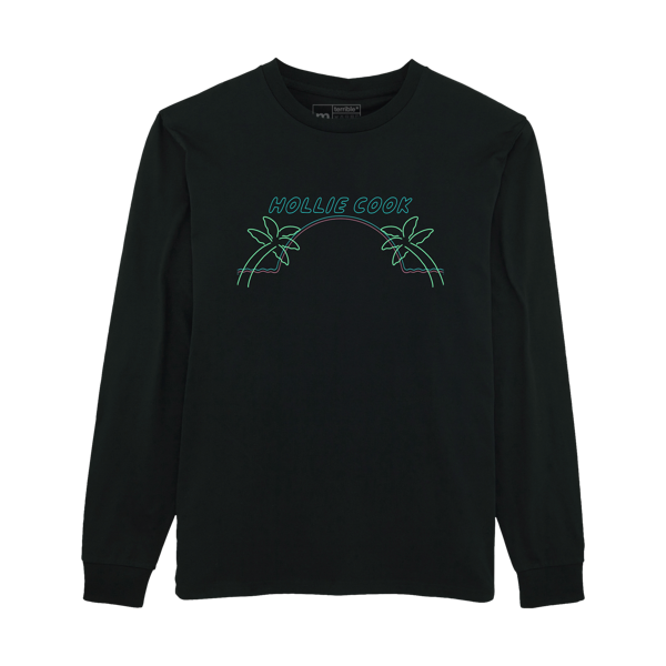 Happy Hour - Palm Trees Long Sleeve T-Shirt - Black - Hollie Cook