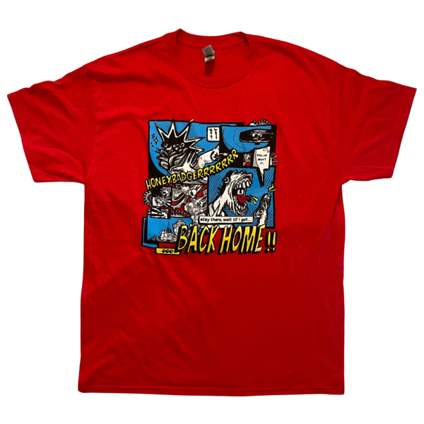 Back Home Artwork T Shirt in Red - Honeybadger