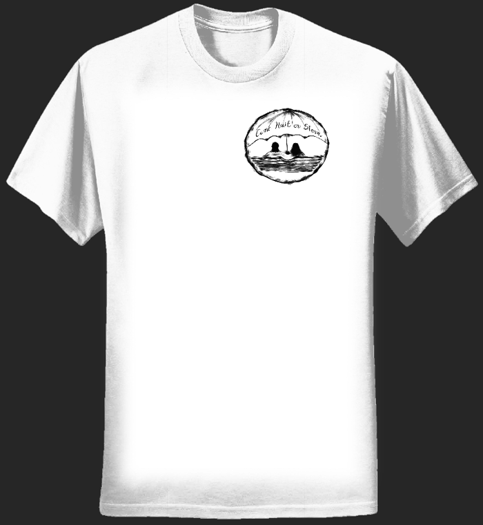 Logo Size Come Hail Or Storm T Shirt Lovers On A Public Bench