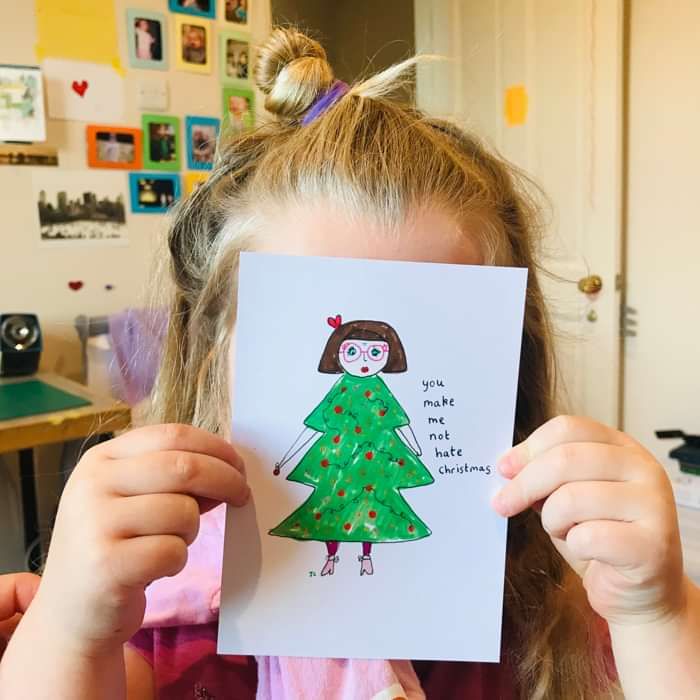 YOU MAKE ME NOT HATE CHRISTMAS POSTCARD - Jessie Cave