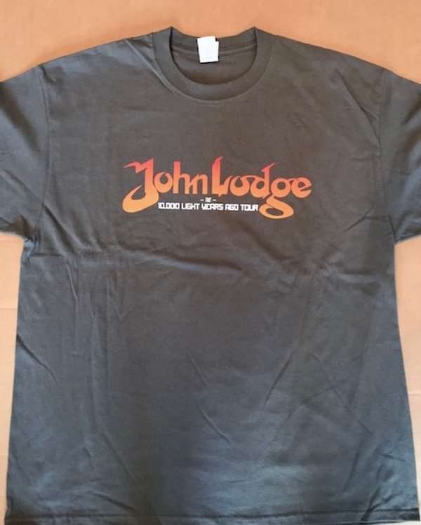 UK 2016 tour - Orange Logo on Grey T-shirt with dates on rear - John Lodge of the Moody Blues
