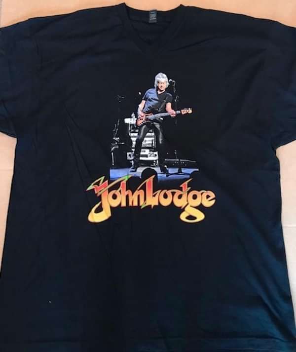 USA 2017 tour - Unisex Photo T-shirt on Black with dates on rear - John Lodge of the Moody Blues