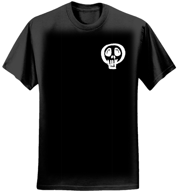 Women’s Black T-Shirt with White Small Skull - KillJoys