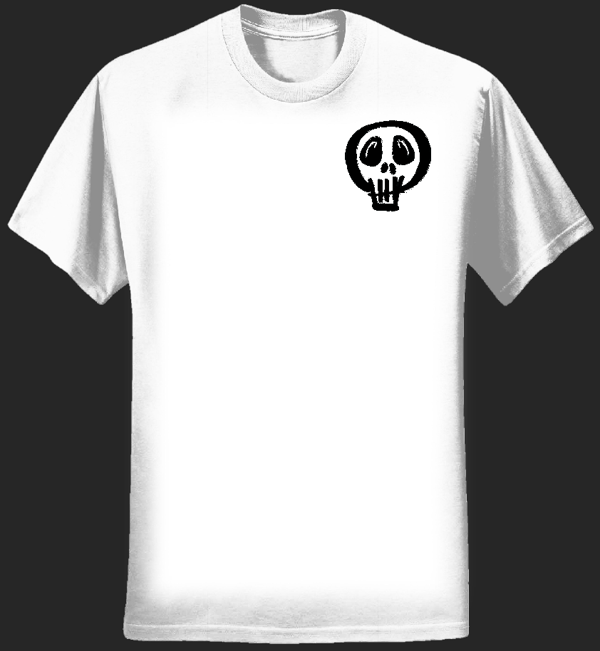 Women’s White T-Shirt with Black Small Skull - KillJoys