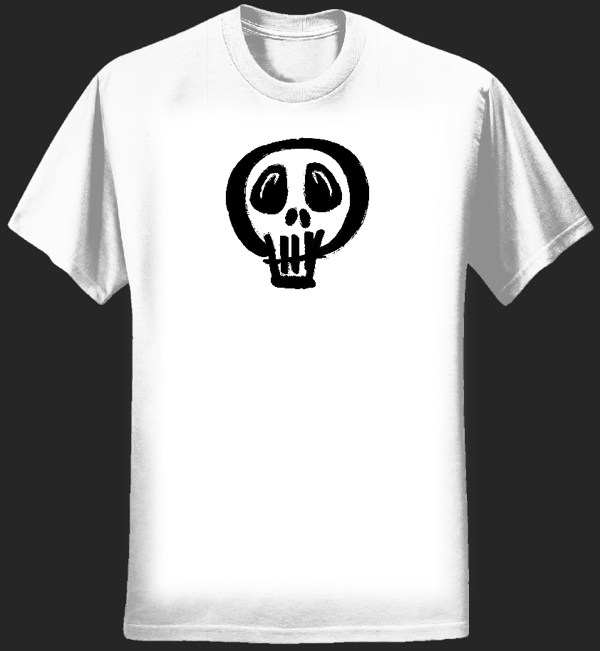 Women’s White T-Shirt with Large Black Skull - KillJoys