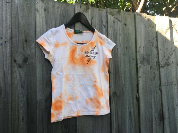 One-of-a-kind, 90's Covers EP T-shirt - orange tie-dye ! XS - womens. - Lisa Mitchell