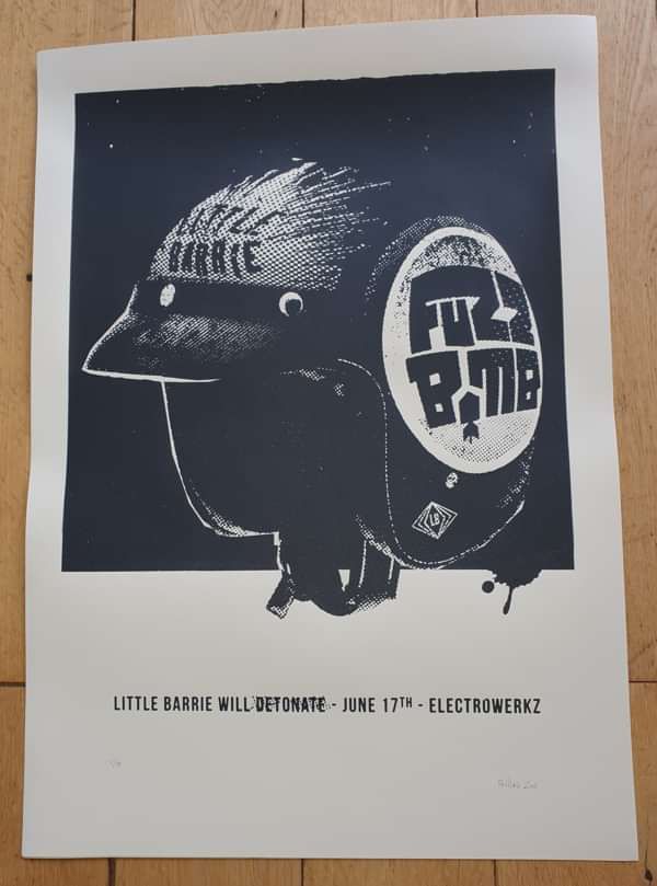 Exclusive 'Fuzzbomb' Screen Print - B&W version - Very Limited - Little Barrie