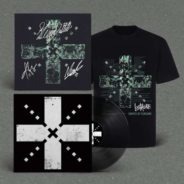 Shapes Of Screams - 10 Year Anniversary - Black Ice 12" Vinyl + T-Shirt + Hand Signed Art Print - LostAlone