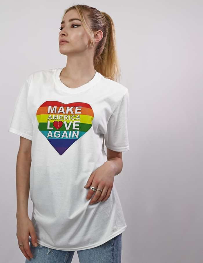 MALA White Heart T-Shirt (DTG) - Make America Love Again US