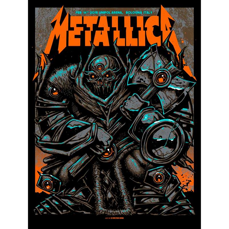 Bologna Feb 14th Limited Edition Numbered Screen Printed Event Poster Metallica