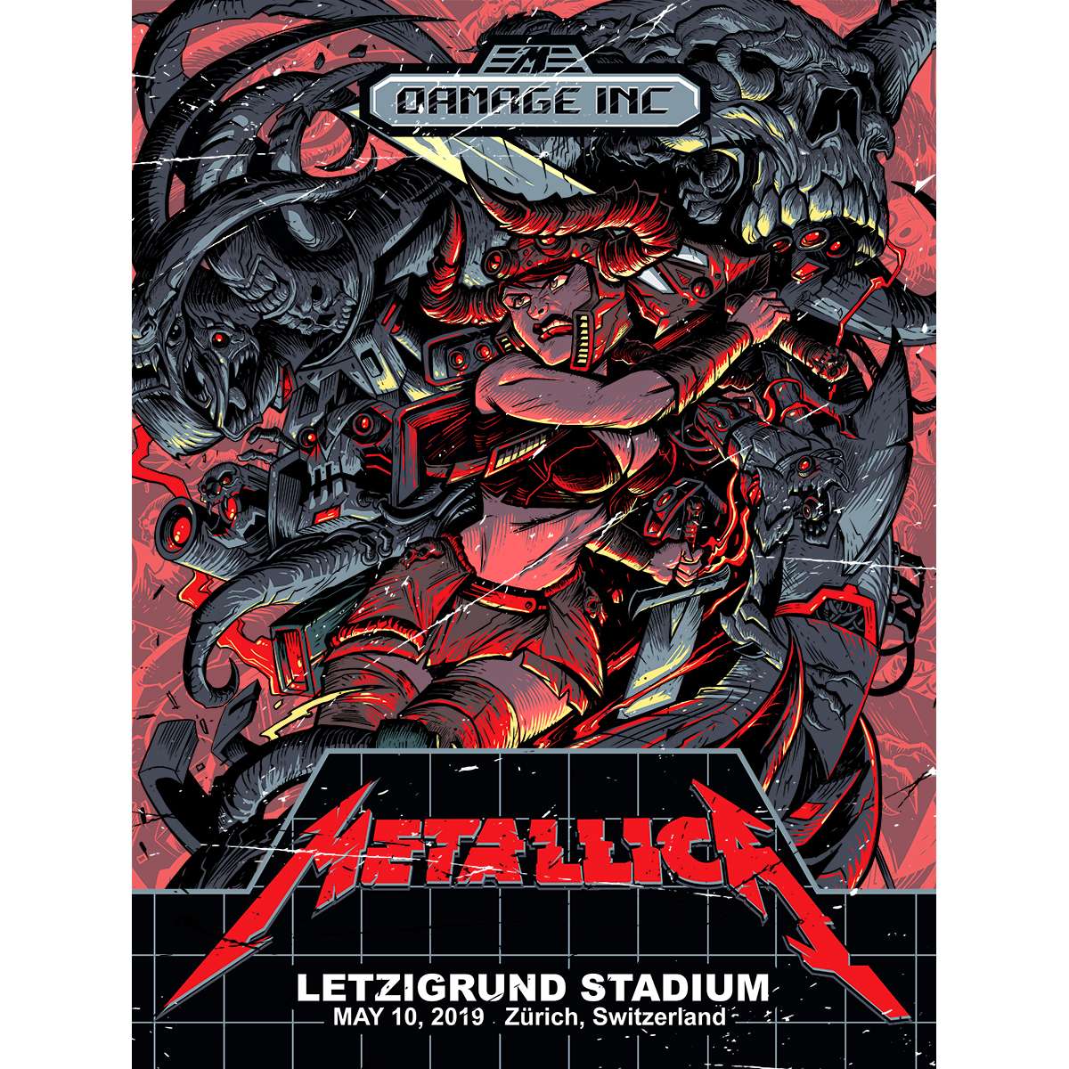 Zurich May 10th Limited Edition Numbered Screen Printed Event Poster Metallica