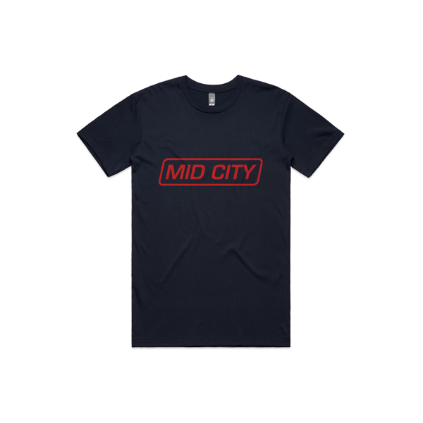 BLACK MID SHIRTY W RED PRINT - MID CITY
