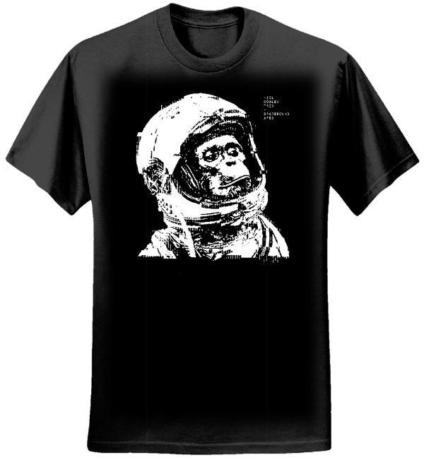Spacebound Apes Black T shirt (Ladies) - neilcowleytrio