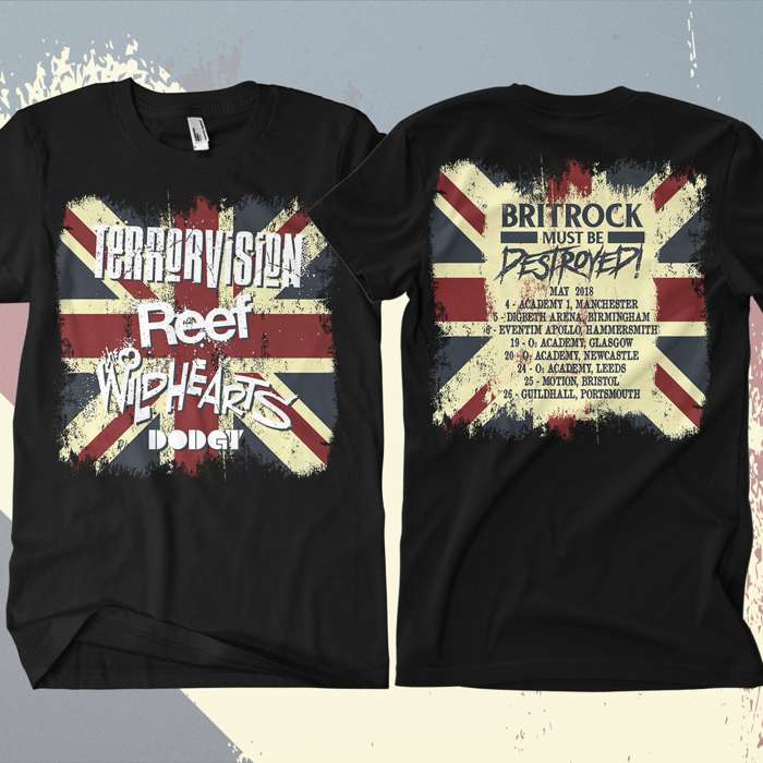 Terrorvision - 'Britrock Must Be Destroyed' Black UK Tour T-Shirt - Omerch
