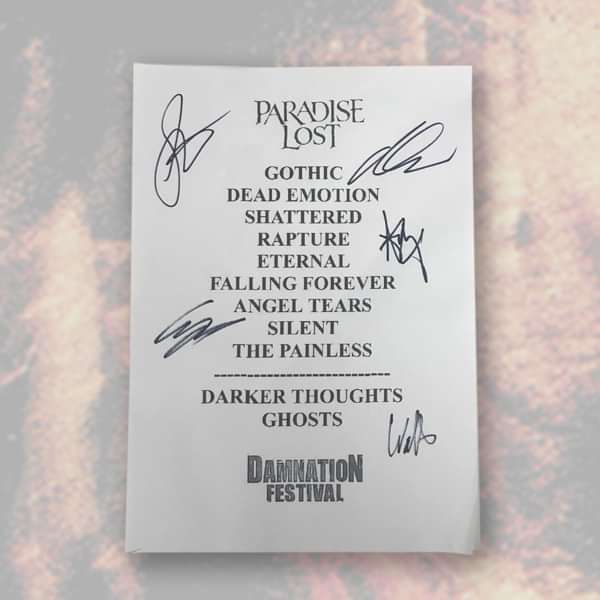 Paradise Lost - 'Damnation Festival 2021' Signed Setlist - Paradise Lost