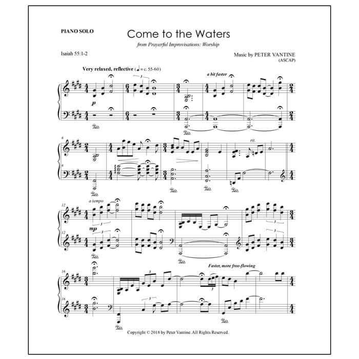 Come to the Waters (sheet music download) - Peter Vantine