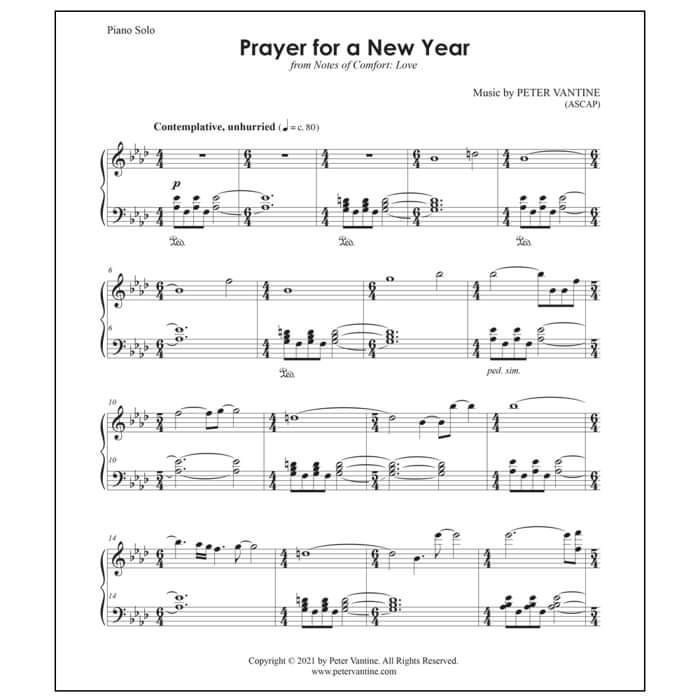 Prayer for a New Year (sheet music download) - Peter Vantine
