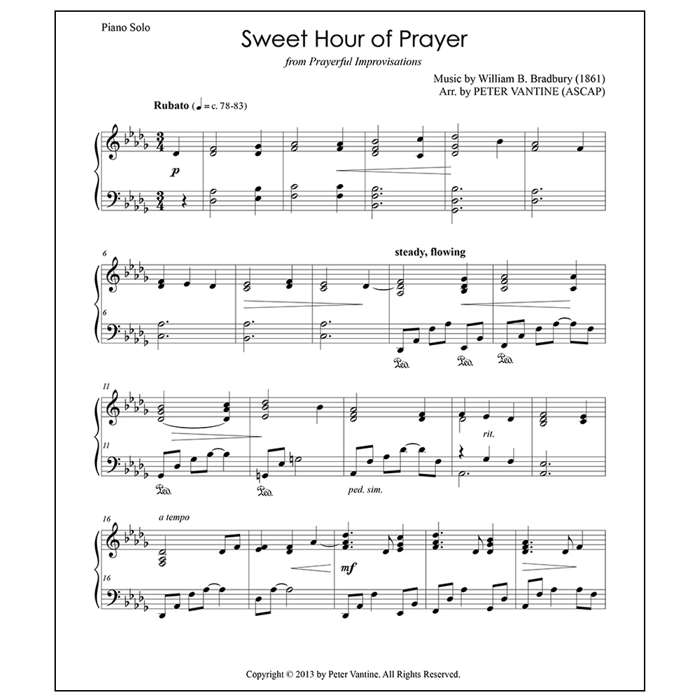 Sweet Hour of Prayer (sheet music download) - Peter Vantine