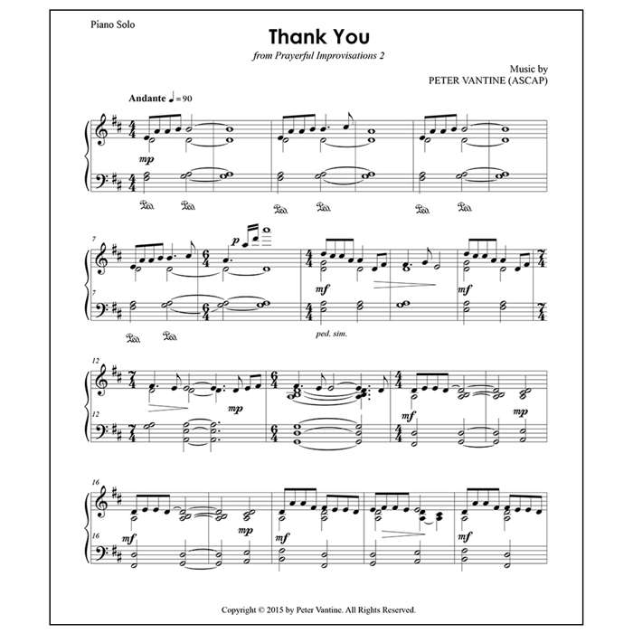 Thank You (sheet music download) - Peter Vantine