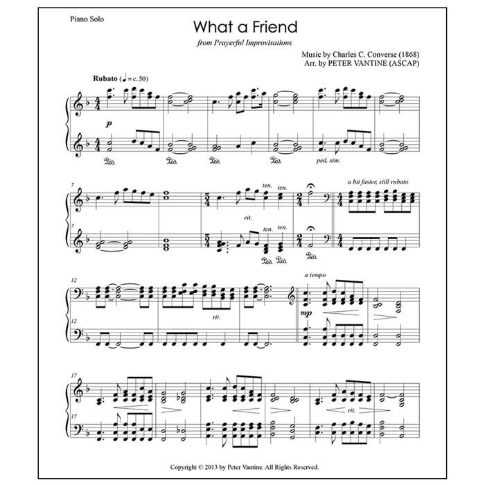 What a Friend (sheet music download) - Peter Vantine