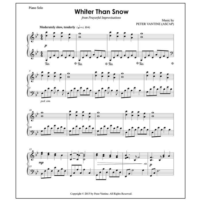 Whiter Than Snow (sheet music download) - Peter Vantine