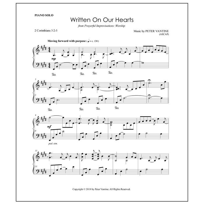 Written On Our Hearts (sheet music download) - Peter Vantine