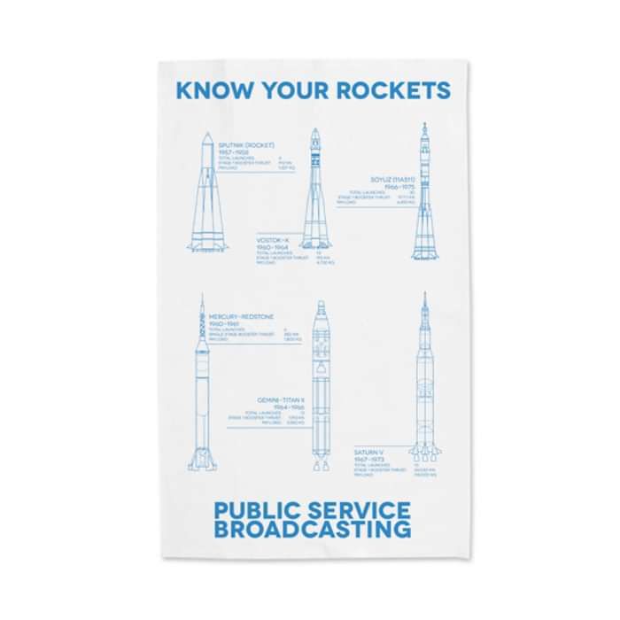 PSB 'Know Your Rockets' Tea Towel - PUBLIC SERVICE BROADCASTING USA