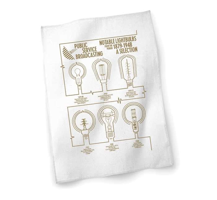 PSB 'Lightbulbs 1879-1948' Tea Towel - PUBLIC SERVICE BROADCASTING
