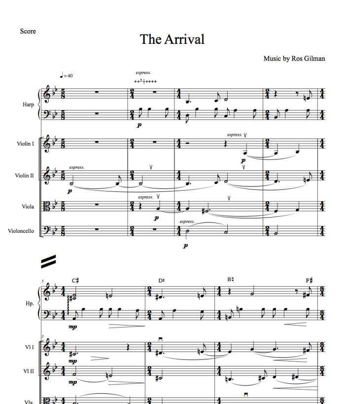 The Arrival - Score and Parts (Downloadable PDF) - Ros Gilman