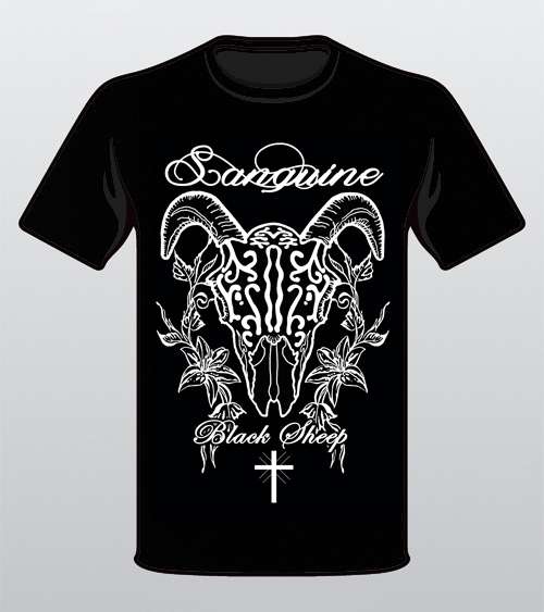 Black Sheep Skull & Flowers - Black T-shirt - Sanguine