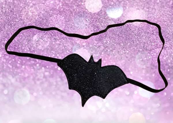 Handmade black sparkly bat shaped eyepatch - Sarah Caltieri