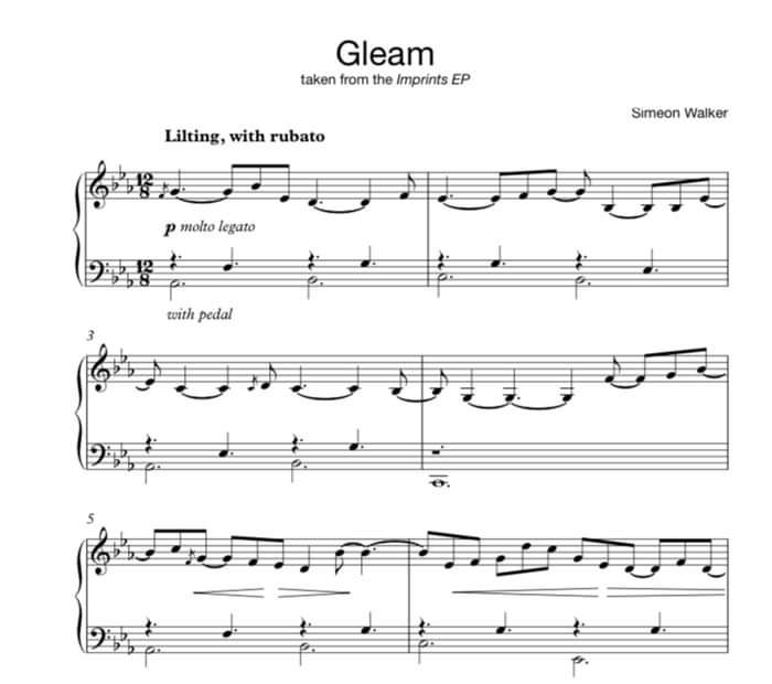 Gleam - Sheet Music - Simeon Walker