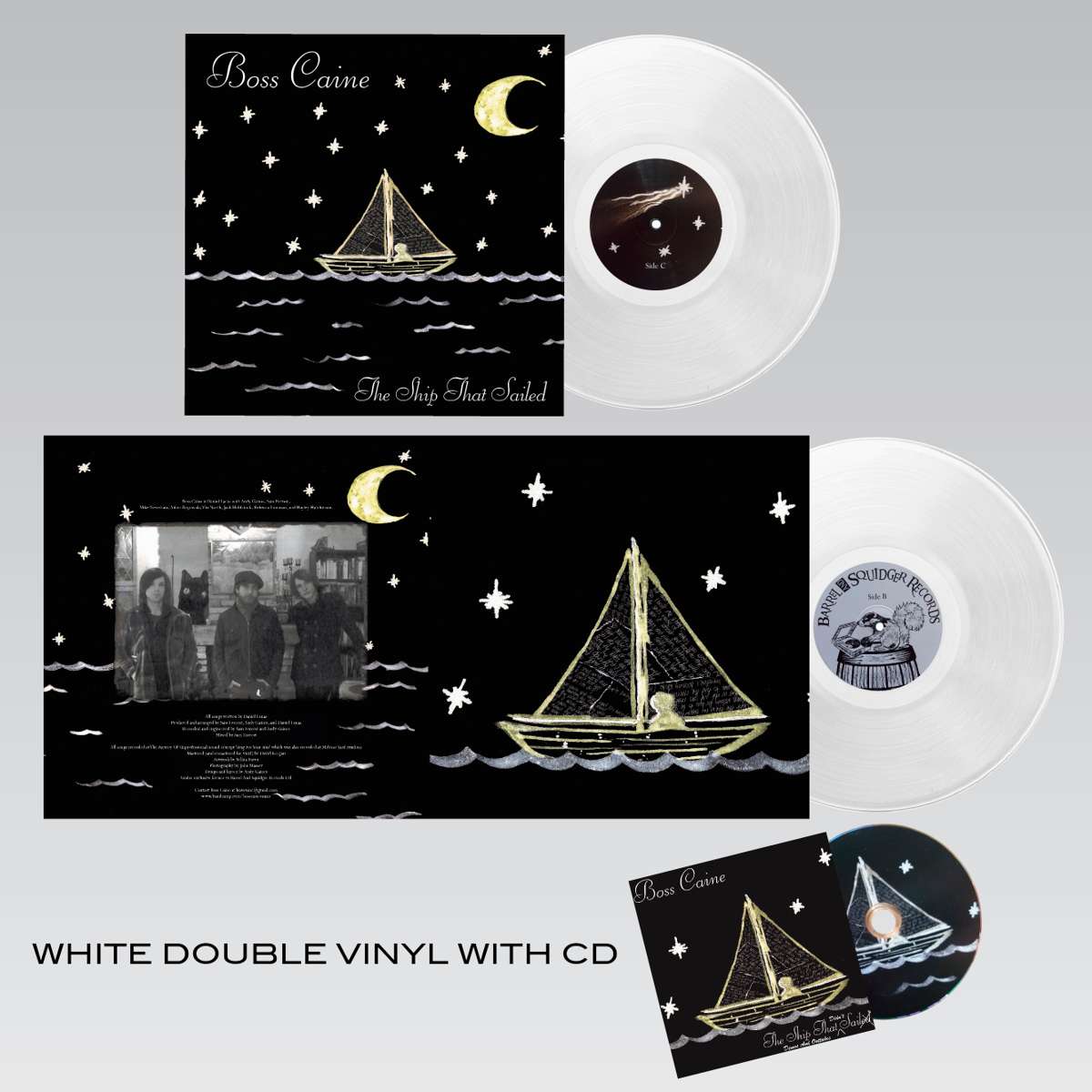 Boss Caine - The Ship That Sailed - Double White Vinyl LP + CD - Barrel And Squidger Records